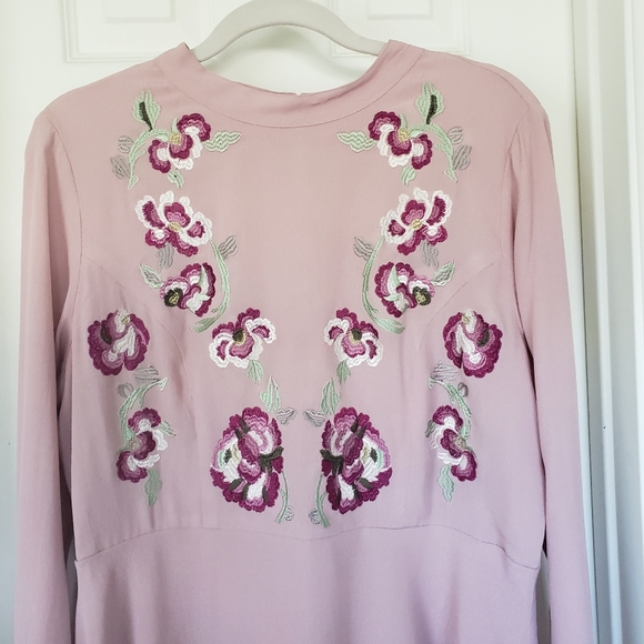 Nanette Lepore Pink Mock Neck Embroidered Dress - Picture 7 of 15